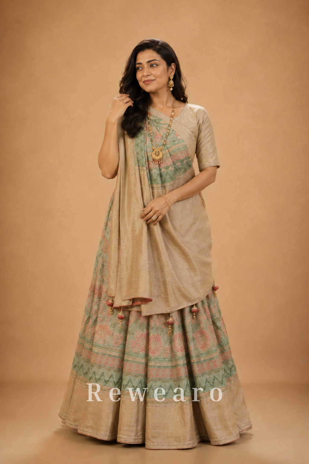 Mrinalika Vasundhara Kalidar Set with Heritage Floral Woven Panels
