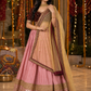 Rose Pink Lehenga with Maroon Embroidered Blouse & Antique Dupatta
