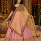 Rose Pink Lehenga with Maroon Embroidered Blouse & Antique Dupatta