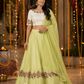 Pistachio Green Lehenga with Ivory Embroidered Choli & Sheer Dupatta