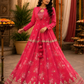 Radiant Rose Pink Floral Embroidered Anarkali Gown with Delicate Gota Lace Accents