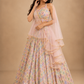 Pastel Mosaic Printed Lehenga Set with Layered Ruffle Dupatta and Contemporary Embroidered Blouse