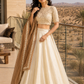 Ivory Embroidered Lehenga Set with Beige Border Dupatta
