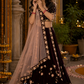 Deep Wine Velvet Floral Embroidered Lehenga Set with Rose Border Net Dupatta