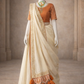 Ivory Draped Saree with Rust Embroidered Blouse and Tassel Border Pallu