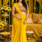Sunshine Draped Pre-stiched Saree with Multicolor Floral Mirror Blouse