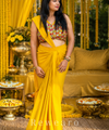 Sunshine Draped Pre-stiched Saree with Multicolor Floral Mirror Blouse