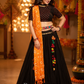 Midnight Black Navratri Lehenga Set with Bandhani Dupatta and Mirror Embellished Blouse
