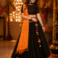 Midnight Black Navratri Lehenga Set with Bandhani Dupatta and Mirror Embellished Blouse