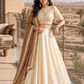 Ivory Embroidered Lehenga Set with Beige Border Dupatta