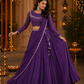 Violet Draped Georgette Lehenga with Mirror Embellished Blouse