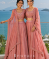 Dusty Rose Bridesmaid Lehenga Duo with Embellished Dupattas