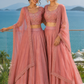 Dusty Rose Bridesmaid Lehenga Duo with Embellished Dupattas