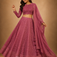 Mulberry Mauve Sequined Lehenga Set with Hand-Embellished Blouse and Soft Net Dupatta