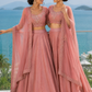 Dusty Rose Bridesmaid Lehenga Duo with Embellished Dupattas