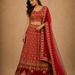 Crimson Heritage Bridal Lehenga Set with Mughal Monument Embroidery and Regal Zari Work