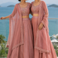 Dusty Rose Bridesmaid Lehenga Duo with Embellished Dupattas
