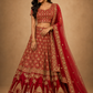 Crimson Heritage Bridal Lehenga Set with Mughal Monument Embroidery and Regal Zari Work