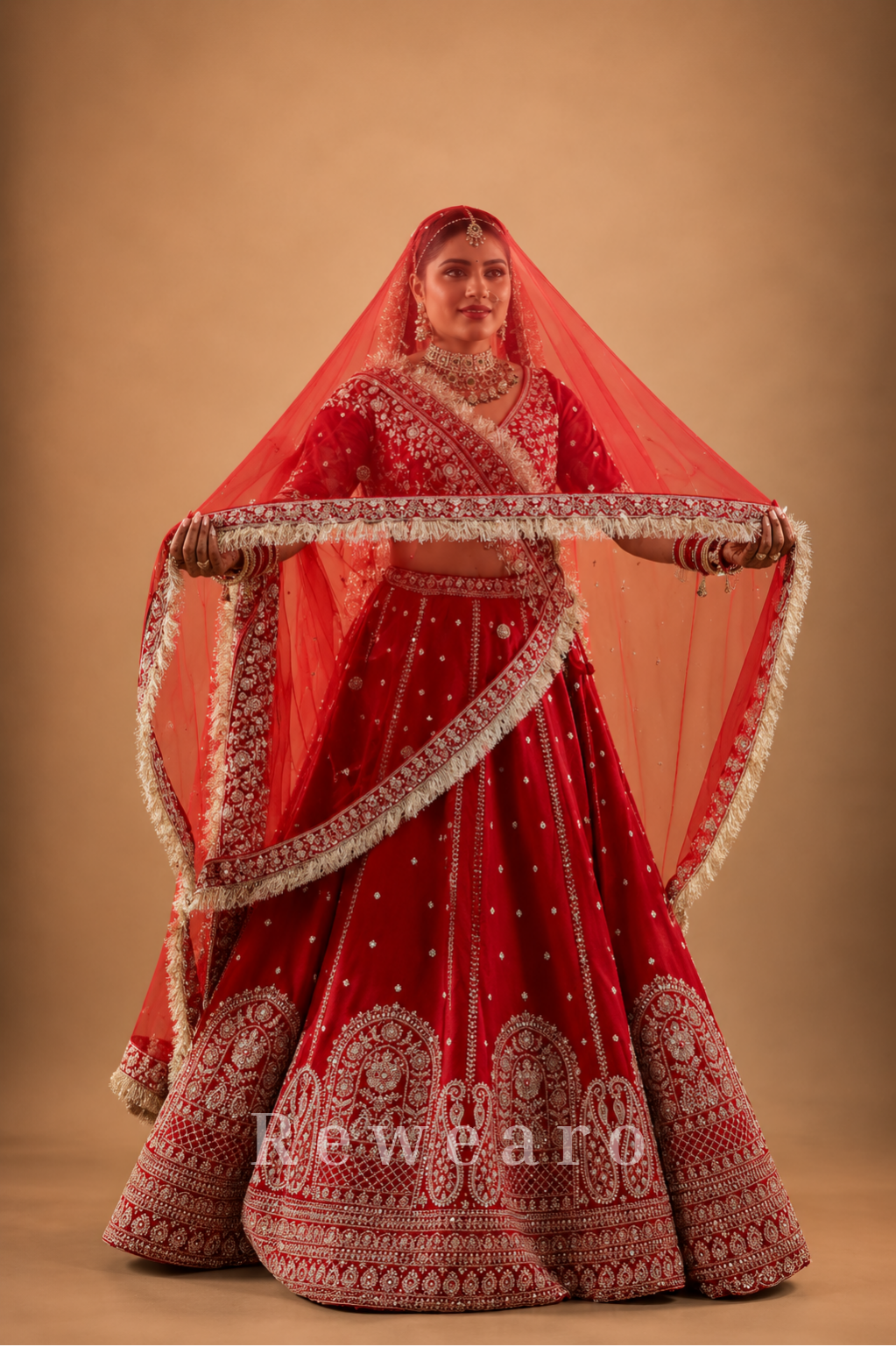 Royal Crimson Bridal Lehenga Set with Intricate Heritage Embroidery and Regal Dupatta