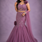 Mauve Embellished Mermaid Lehenga with Floral Drape Dupatta