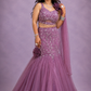 Mauve Embellished Mermaid Lehenga with Floral Drape Dupatta
