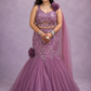 Mauve Embellished Mermaid Lehenga with Floral Drape Dupatta