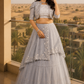 Powder Blue Embroidered Layered Lehenga with Mirrorwork Jacket