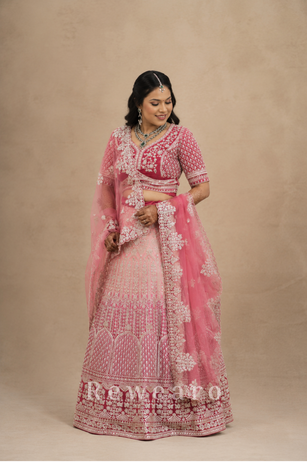 Blush Pink Heritage Bridal Lehenga Set with Intricate Silver Zardozi Embellished Elegance