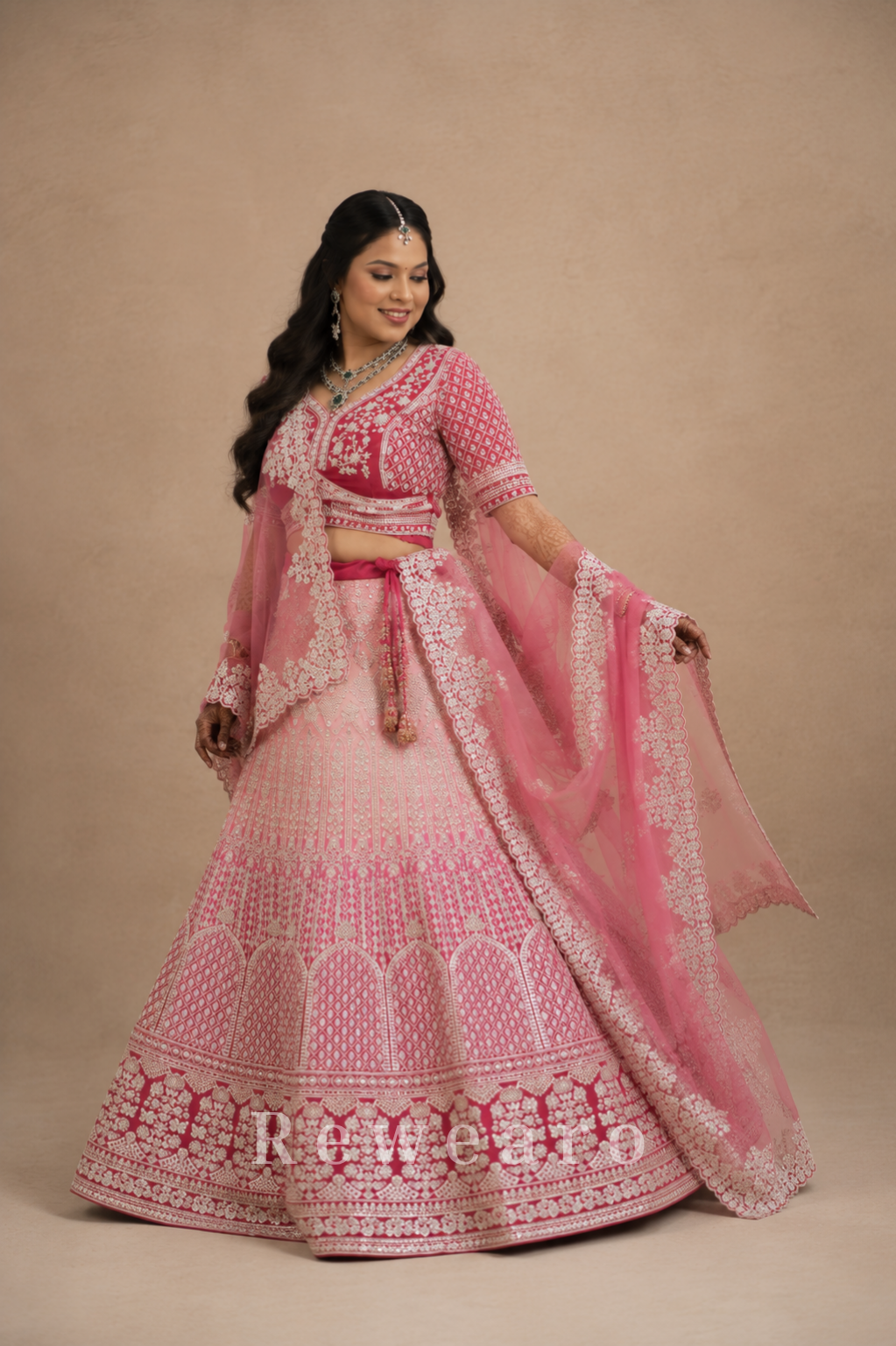 Blush Pink Heritage Bridal Lehenga Set with Intricate Silver Zardozi Embellished Elegance