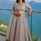 Ice Blue Heavily Embroidered Bridal Lehenga with Net Dupatta