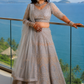 Ice Blue Heavily Embroidered Bridal Lehenga with Net Dupatta