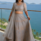 Ice Blue Heavily Embroidered Bridal Lehenga with Net Dupatta