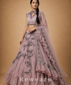 Dusty Pink Embroidered Lehenga with Silver Floral Work & Ruffled Sheer Dupatta