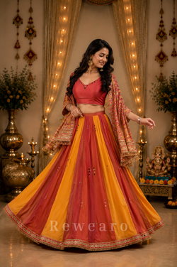 Rangila Saanjh Handcrafted Lehenga Set with Printed Jacket & Pleated Skirt - View 3