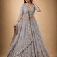 Silver-Grey Floral Embroidered Lehenga with Blush Pink Dupatta