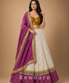 Wine Purple & Ivory Embroidered Lehenga with Mustard Blouse and Bandhani-Inspired Dupatta