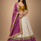 Wine Purple & Ivory Embroidered Lehenga with Mustard Blouse and Bandhani-Inspired Dupatta