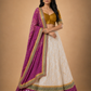 Wine Purple & Ivory Embroidered Lehenga with Mustard Blouse and Bandhani-Inspired Dupatta