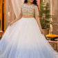 Ivory Frost Ombre Tulle Lehenga Set with Hand-Embroidered Sheer Blouse and Sequined Skirt