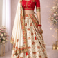 Ivory Heritage Printed Lehenga Set with Ruby Red Embroidered Blouse