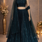 Midnight Teal Sequin Lehenga Set with Sheer Draped Dupatta