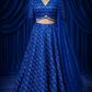 Royal Blue Sequin Embellished Lehenga Set with Criss-Cross Blouse