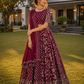 Wine Bandhani Embroidered Lehenga Set with Matching Embroidered Border Dupatta