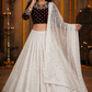 Maroon Embroidered Blouse with Ivory Chikankari Lehenga & Sheer Dupatta