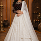 Maroon Embroidered Blouse with Ivory Chikankari Lehenga & Sheer Dupatta