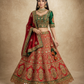 Crimson Rajwadi Lehenga with Emerald Embroidered Blouse & Heritage Dupatta