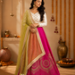 Rani Pink Lehenga with Ivory Floral Blouse & Lime Sheer Dupatta