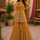 Mustard Embroidered Kurta Sharara Set