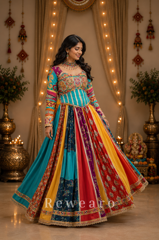 Rangmanjari Noor-E-Nazakat Multicolour Panelled Lehenga Set