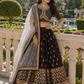 Midnight Noir Heritage Embroidered Lehenga Set with Ornate Gold Blouse and Sheer Dupatta
